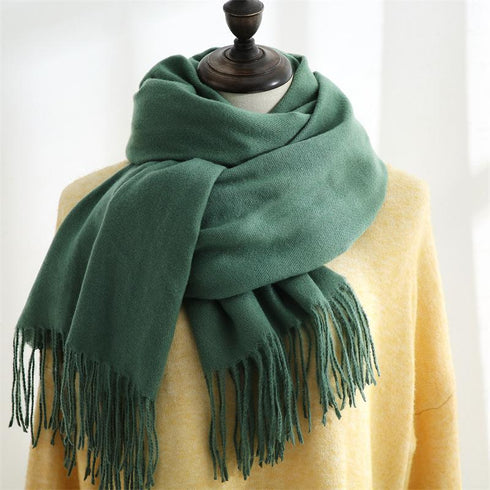 Solid color cashmere scarf fashion tassel scarf
